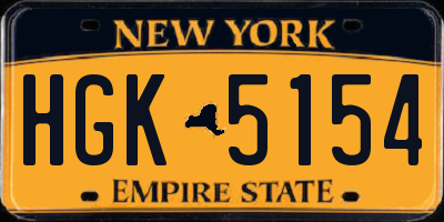 NY license plate HGK5154