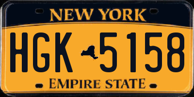 NY license plate HGK5158