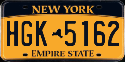 NY license plate HGK5162