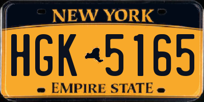 NY license plate HGK5165