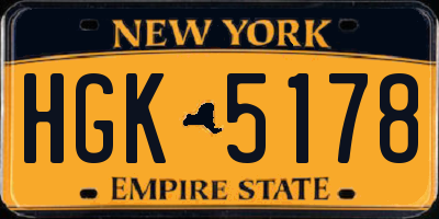 NY license plate HGK5178