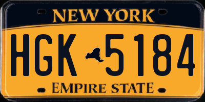 NY license plate HGK5184