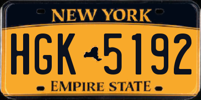 NY license plate HGK5192