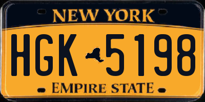 NY license plate HGK5198