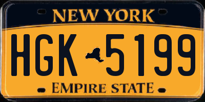 NY license plate HGK5199