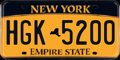 NY license plate HGK5200