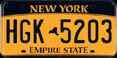 NY license plate HGK5203