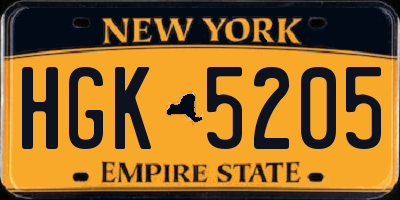 NY license plate HGK5205