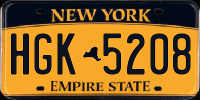 NY license plate HGK5208