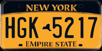 NY license plate HGK5217