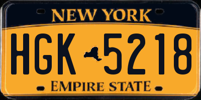 NY license plate HGK5218