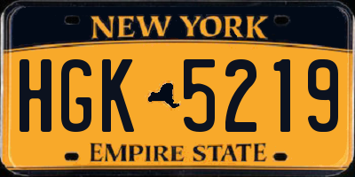 NY license plate HGK5219