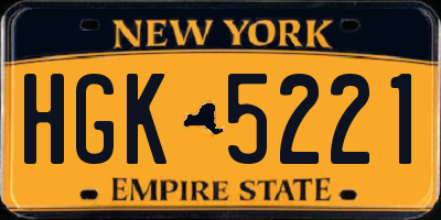NY license plate HGK5221