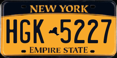 NY license plate HGK5227