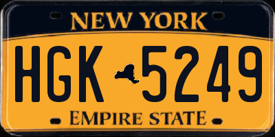 NY license plate HGK5249