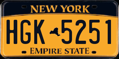 NY license plate HGK5251