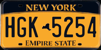 NY license plate HGK5254