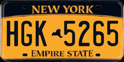 NY license plate HGK5265