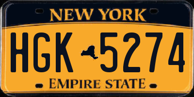 NY license plate HGK5274