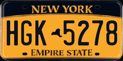 NY license plate HGK5278
