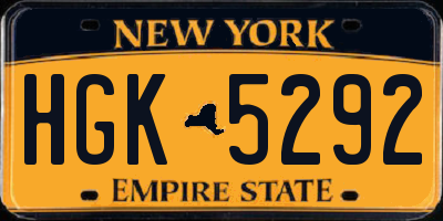 NY license plate HGK5292