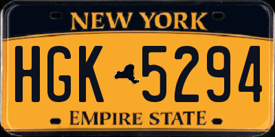 NY license plate HGK5294