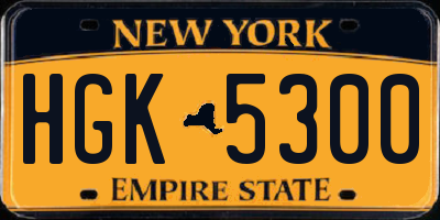 NY license plate HGK5300