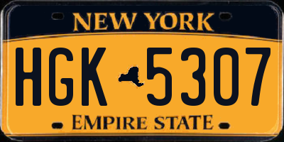 NY license plate HGK5307