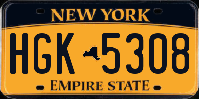 NY license plate HGK5308