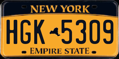 NY license plate HGK5309