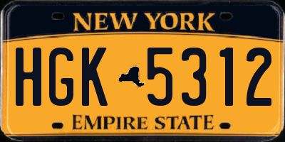 NY license plate HGK5312