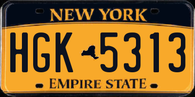 NY license plate HGK5313