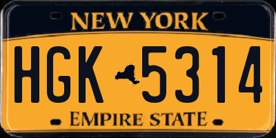 NY license plate HGK5314