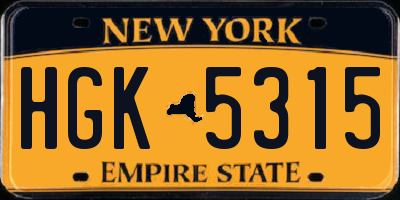 NY license plate HGK5315