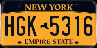 NY license plate HGK5316