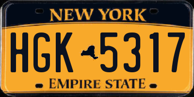 NY license plate HGK5317