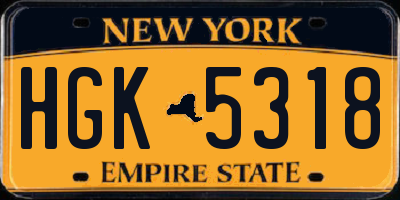 NY license plate HGK5318