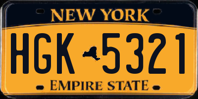 NY license plate HGK5321