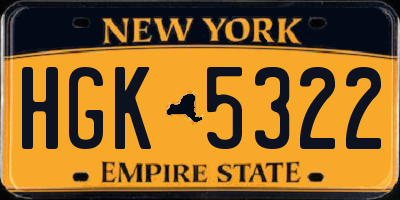 NY license plate HGK5322