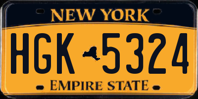 NY license plate HGK5324