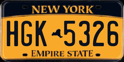 NY license plate HGK5326