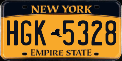 NY license plate HGK5328