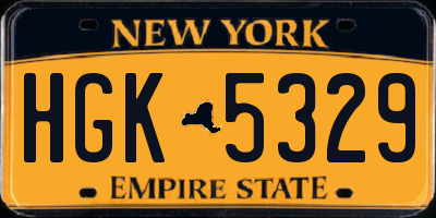 NY license plate HGK5329