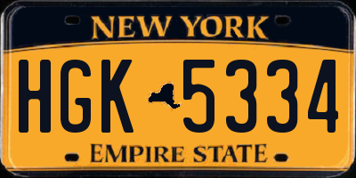 NY license plate HGK5334