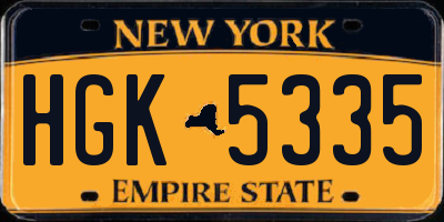NY license plate HGK5335