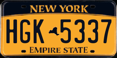 NY license plate HGK5337