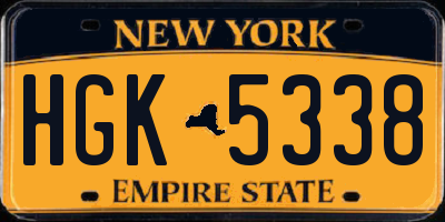 NY license plate HGK5338