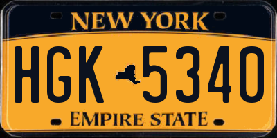 NY license plate HGK5340