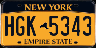 NY license plate HGK5343
