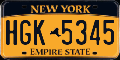 NY license plate HGK5345